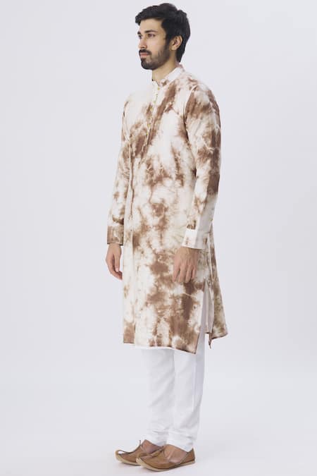 Buy Gaurav Katta White Chanderi Tie-dye Kurta Online at Aza Fashions Buy_Gaurav Katta_White Chanderi Tie-dye Kurta _Online_at_Aza_Fashions