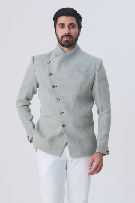 Gaurav Katta Overlap Silk Jute Bandhgala 