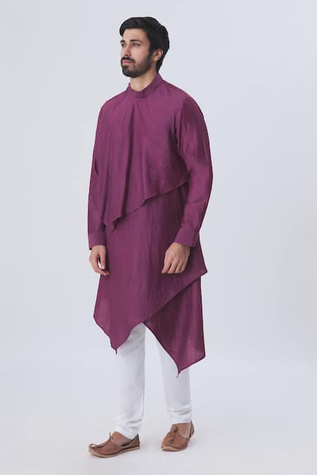 Kommal Sood Purple Cotton Silk Draped Kurta Set  