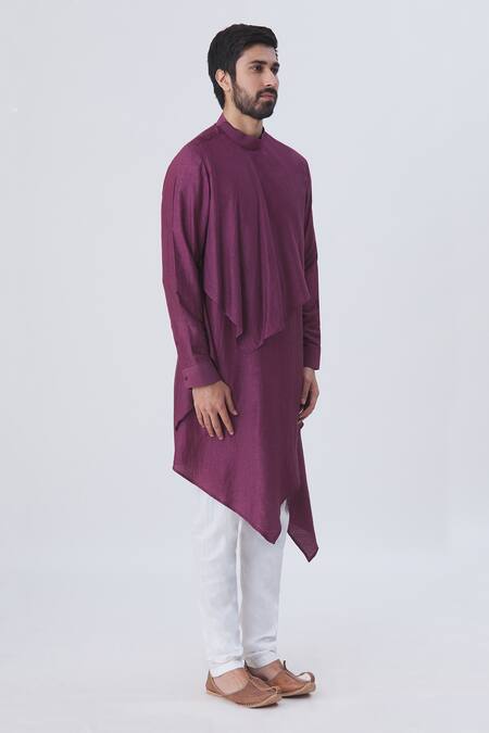 Buy Kommal Sood Purple Cotton Silk Draped Kurta Set Online at Aza Fashions Buy_Kommal Sood_Purple Cotton Silk Draped Kurta Set _Online_at_Aza_Fashions