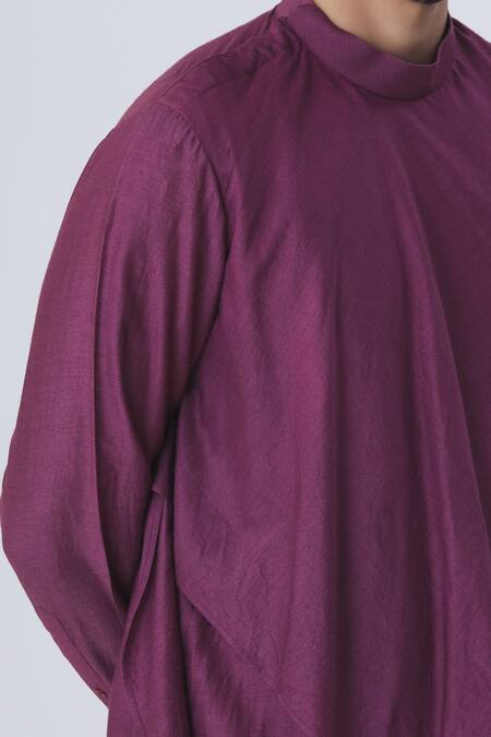 Buy Kommal Sood Purple Cotton Silk Draped Kurta Set Buy_Kommal Sood_Purple Cotton Silk Draped Kurta Set