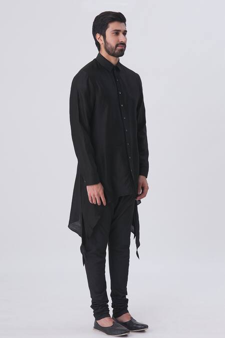 Buy Kommal Sood Black Cotton Silk Draped Kurta Set Online at Aza Fashions Buy_Kommal Sood_Black Cotton Silk Draped Kurta Set _Online_at_Aza_Fashions