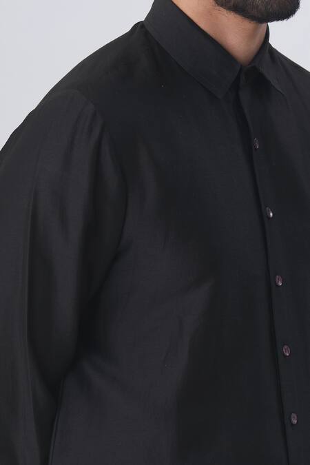 Kommal Sood Black Cotton Silk Draped Kurta Set at Aza Fashions Kommal Sood_Black Cotton Silk Draped Kurta Set _at_Aza_Fashions