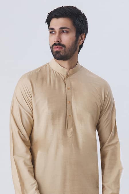 Kommal Sood Beige Cotton Silk Kurta Set  