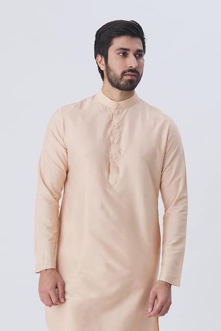 Kommal Sood Peach Cotton Silk Kurta Set  