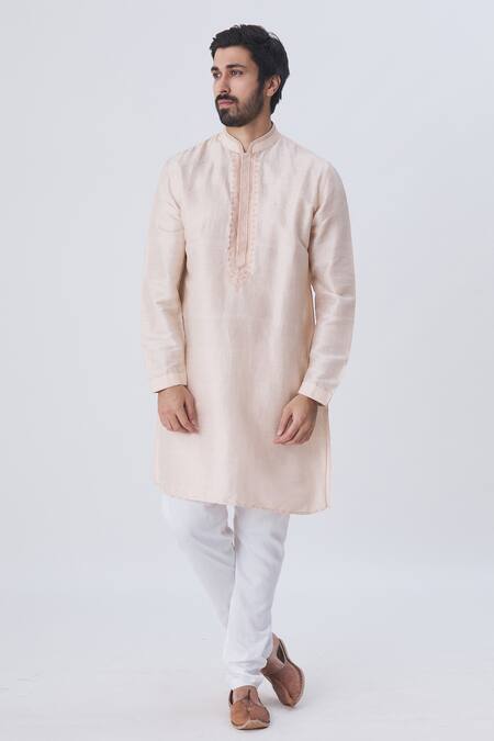Kommal Sood Peach Cotton Silk Kurta Set Online at Aza Fashions Kommal Sood_Peach Cotton Silk Kurta Set _Online_at_Aza_Fashions