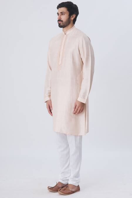 Buy Kommal Sood Peach Cotton Silk Kurta Set Online at Aza Fashions Buy_Kommal Sood_Peach Cotton Silk Kurta Set _Online_at_Aza_Fashions