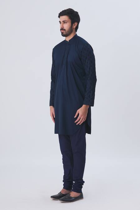 Kommal Sood Blue Cotton Silk Embroidered Kurta Set Online at Aza Fashions Kommal Sood_Blue Cotton Silk Embroidered Kurta Set _Online_at_Aza_Fashions