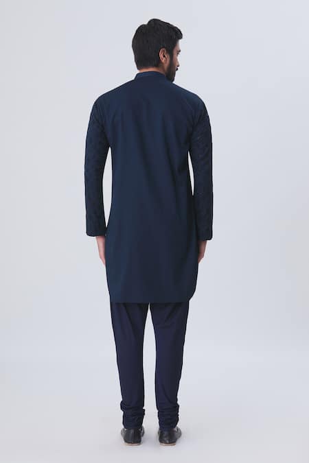 Shop Kommal Sood Blue Cotton Silk Embroidered Kurta Set at Aza Fashions Shop_Kommal Sood_Blue Cotton Silk Embroidered Kurta Set _at_Aza_Fashions