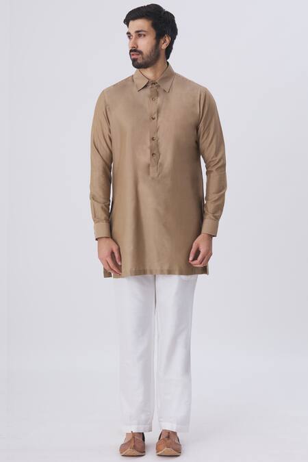 Buy Kunal Anil Tanna Beige Spun Silk Textured Bundi And Kurta Set Online at Aza Fashions Buy_Kunal Anil Tanna_Beige Spun Silk Textured Bundi And Kurta Set _Online_at_Aza_Fashions