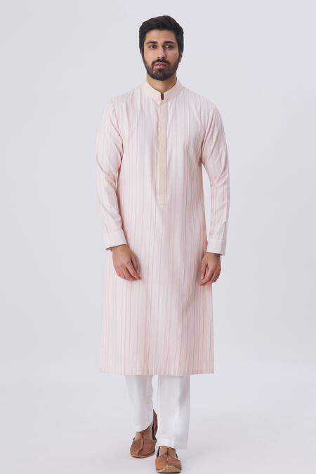 Kunal Anil Tanna Peach Spun Silk Textured Kurta And Pant Set Online at Aza Fashions Kunal Anil Tanna_Peach Spun Silk Textured Kurta And Pant Set _Online_at_Aza_Fashions