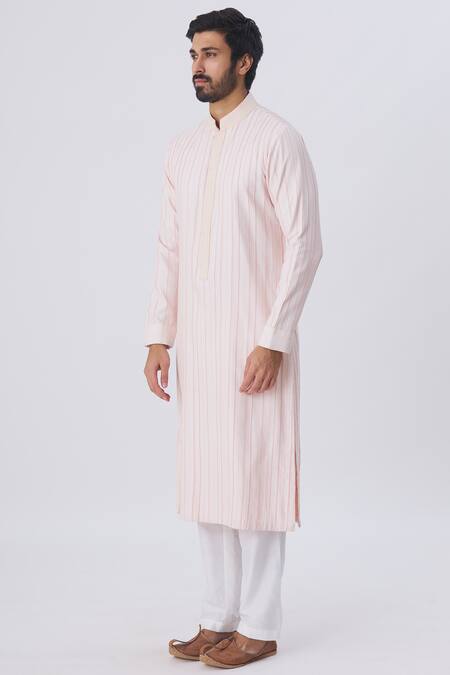 Buy Kunal Anil Tanna Peach Spun Silk Textured Kurta And Pant Set Online at Aza Fashions Buy_Kunal Anil Tanna_Peach Spun Silk Textured Kurta And Pant Set _Online_at_Aza_Fashions