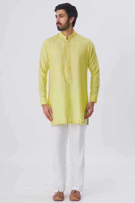 Buy Kunal Anil Tanna Yellow Spun Silk Embroidered Bundi And Kurta Set Online at Aza Fashions Buy_Kunal Anil Tanna_Yellow Spun Silk Embroidered Bundi And Kurta Set _Online_at_Aza_Fashions