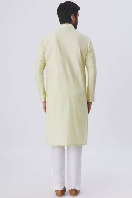 Shop Kunal Anil Tanna Yellow Spun Silk Embellished Kurta And Pant Set at Aza Fashions Shop_Kunal Anil Tanna_Yellow Spun Silk Embellished Kurta And Pant Set _at_Aza_Fashions