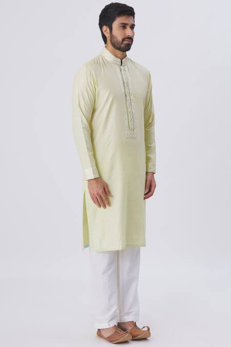 Buy Kunal Anil Tanna Yellow Spun Silk Embellished Kurta And Pant Set Online at Aza Fashions Buy_Kunal Anil Tanna_Yellow Spun Silk Embellished Kurta And Pant Set _Online_at_Aza_Fashions
