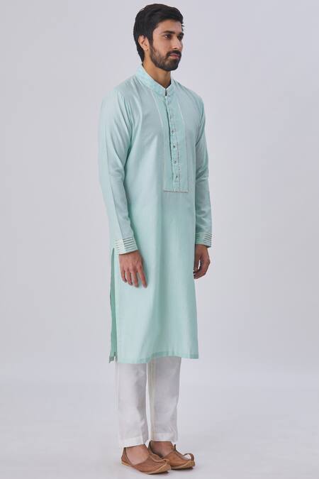 Buy Kunal Anil Tanna Blue Spun Silk Embellished Kurta And Pant Set Online at Aza Fashions Buy_Kunal Anil Tanna_Blue Spun Silk Embellished Kurta And Pant Set _Online_at_Aza_Fashions