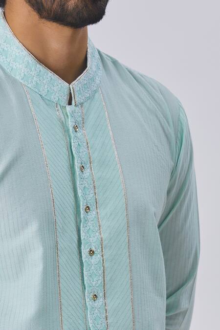 Kunal Anil Tanna Blue Spun Silk Embellished Kurta And Pant Set at Aza Fashions Kunal Anil Tanna_Blue Spun Silk Embellished Kurta And Pant Set _at_Aza_Fashions