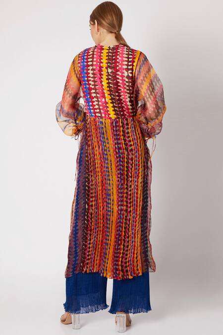 Shop_Saaksha & Kinni_Multi Color Cotton Silk Kurta Round _at_Aza_Fashions