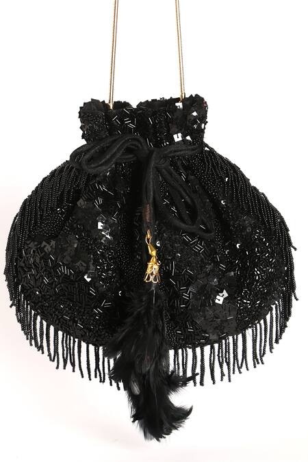 Ara Studio_Black Beads Embellished Potli Bag_Online_at_Aza_Fashions