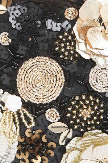Buy_Ara Studio_Black Sequin Embroidered Floral Clutch_Online_at_Aza_Fashions