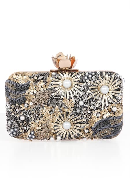 Ara Studio_Black Sequin Embellished Clutch_Online_at_Aza_Fashions
