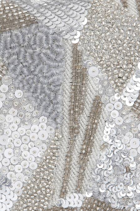 Buy_Ara Studio_Silver Sequins, Bugle Beads Embellished Clutch_Online_at_Aza_Fashions