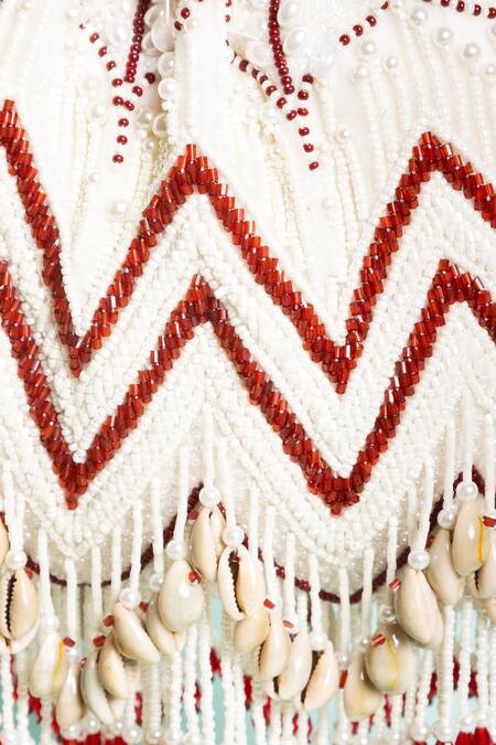 Ara Studio_White Beads Embellished Potli Bag_Online_at_Aza_Fashions