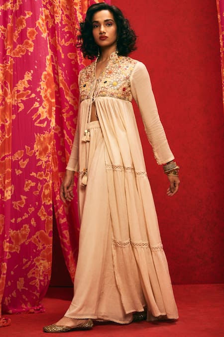 Nadima Saqib Embroidered Long Jacket 