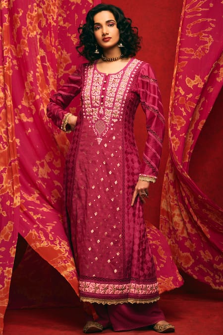 Nadima Saqib Chanderi Silk Kurta Palazzo Set 