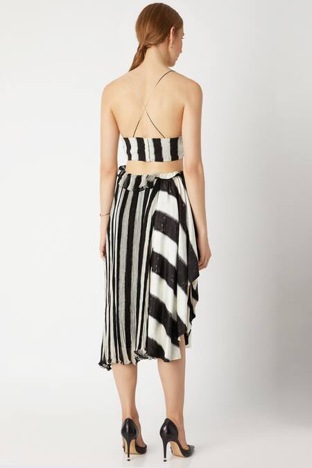 Shop Saaksha & Kinni Black Satin Printed Midi Skirt at Aza Fashions Shop_Saaksha & Kinni_Black Satin Printed Midi Skirt_at_Aza_Fashions