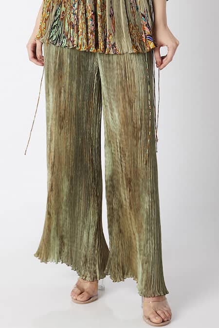 SEEWOKER Women's Silk Blended Pleated Regular Palazzo (S, Maroon) :  Amazon.in: Fashion