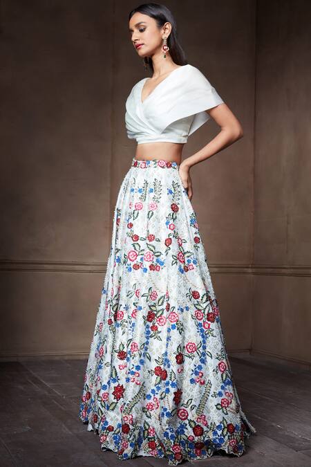 Shop Seema Gujral White Organza Embellished Lehenga Set at Aza Fashions Shop_Seema Gujral_White Organza Embellished Lehenga Set_at_Aza_Fashions
