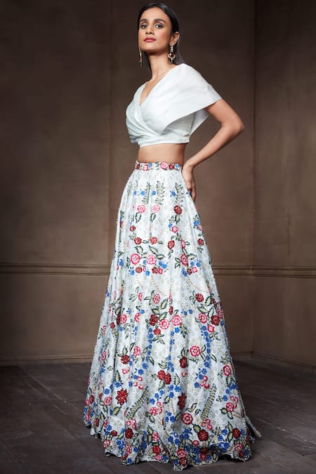Seema Gujral White Organza Embellished Lehenga Set Online at Aza Fashions Seema Gujral_White Organza Embellished Lehenga Set_Online_at_Aza_Fashions