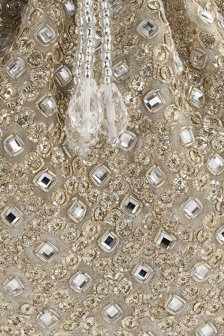 Shop_Aanchal Sayal_Grey Crystals Velvet Embellished Potli Bag_Online_at_Aza_Fashions
