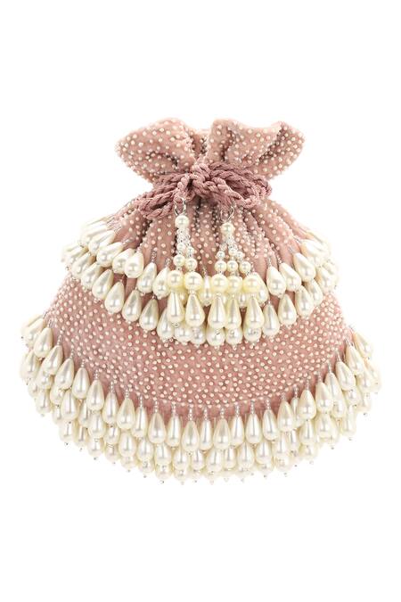 Aanchal Sayal Pink Embroidered Embellished Potli Bag