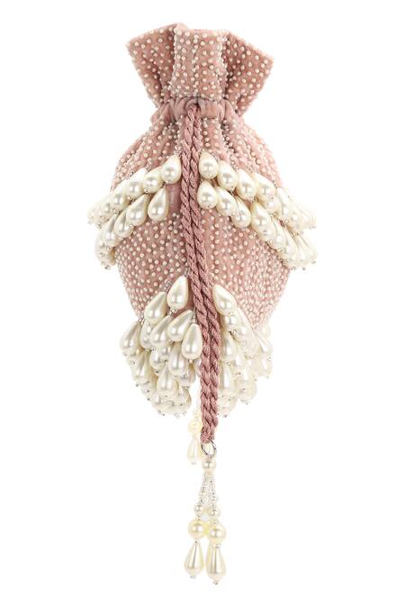 Aanchal Sayal Pink Embroidered Embellished Potli Bag Online at Aza Fashions Aanchal Sayal_Pink Embroidered Embellished Potli Bag_Online_at_Aza_Fashions