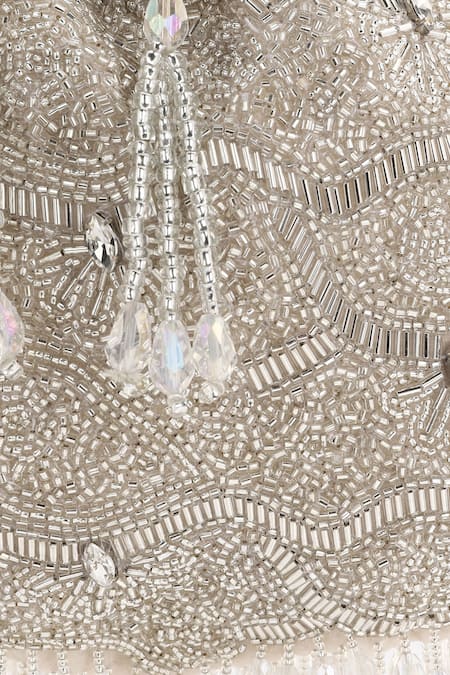 Shop_Aanchal Sayal_White Embroidered Embellished Potli Bag_Online_at_Aza_Fashions