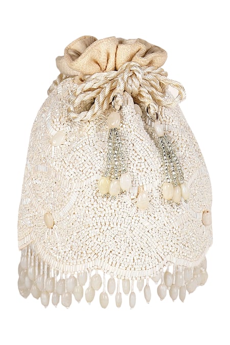 Aanchal Sayal White Stones Embellished Bag 