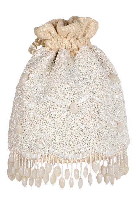 Shop_Aanchal Sayal_White Stones Embellished Bag_at_Aza_Fashions