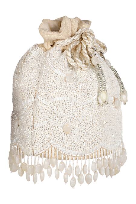 Aanchal Sayal_White Stones Embellished Bag_Online_at_Aza_Fashions