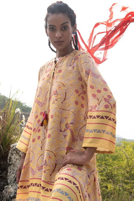 Buy_Swati Vijaivargie_Blue Modal Satin Notched Embellished Kurta Palazzo Set _Online_at_Aza_Fashions