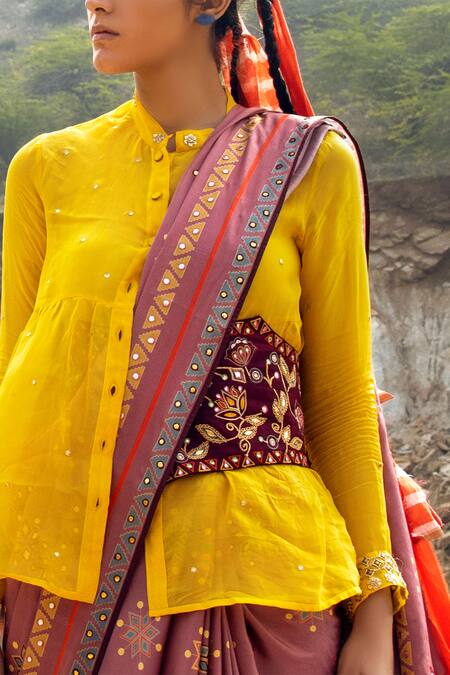 Buy Swati Vijaivargie Pink Bamber Satin Round Embellished Saree With Blouse Online at Aza Fashions Buy_Swati Vijaivargie_Pink Bamber Satin Round Embellished Saree With Blouse _Online_at_Aza_Fashions