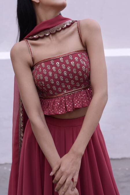 Buy_Vvani by vani vats_Georgette Embroidered Top Gharara Set_Online_at_Aza_Fashions