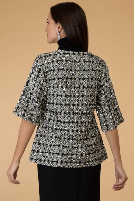 Talking Threads Linen Embellished Jacket 