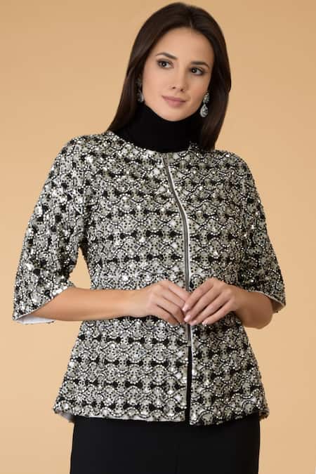 Talking Threads Linen Embellished Jacket 