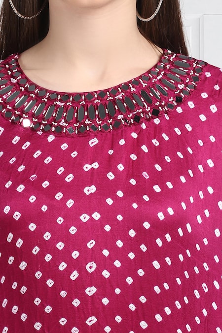 Shop_Twenty Nine_Pink Gajji Silk Round Bandhani Tunic _Online_at_Aza_Fashions