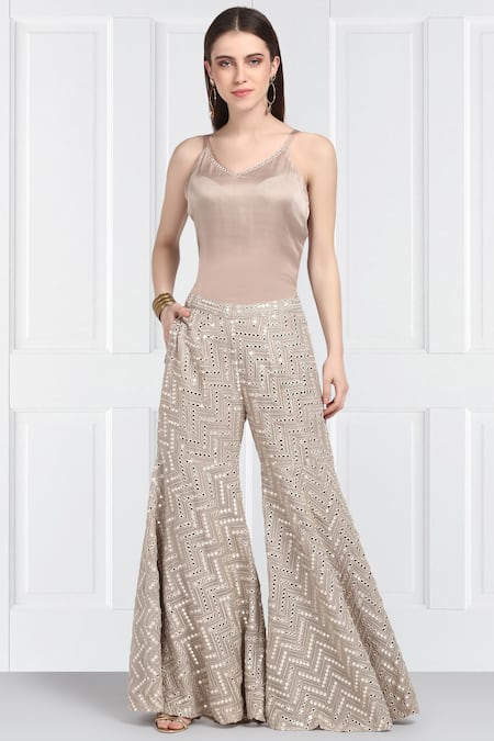 Ivory Tiered Sharara Pant Set in 2023 | Sharara pants, Pants set, Indian  bridesmaids