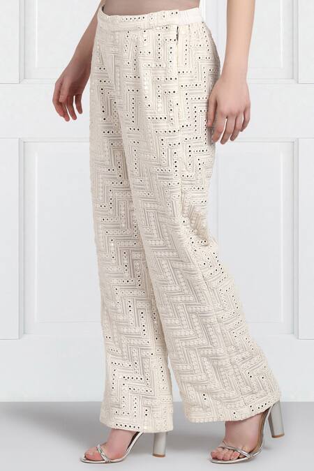 Buy_Twenty Nine_Grey Georgette Embellished Pants_Online_at_Aza_Fashions
