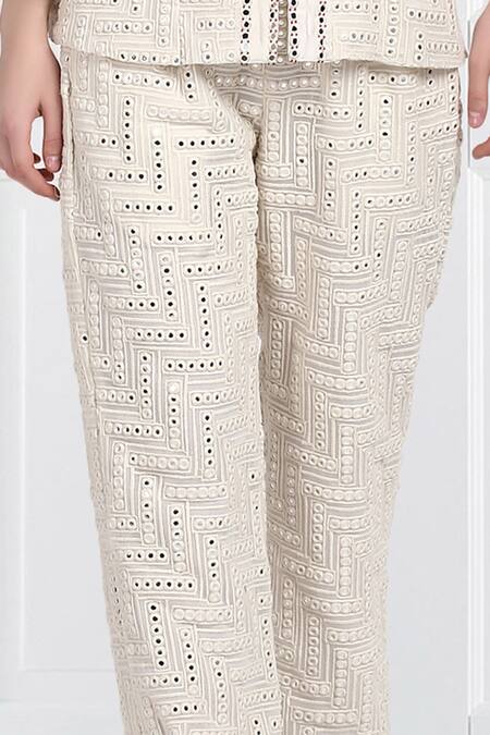 Twenty Nine_Grey Georgette Embellished Pants_at_Aza_Fashions