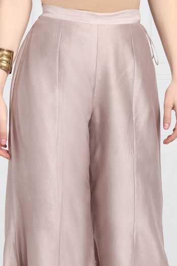 Twenty Nine_Grey Chanderi Palazzo Pants_at_Aza_Fashions